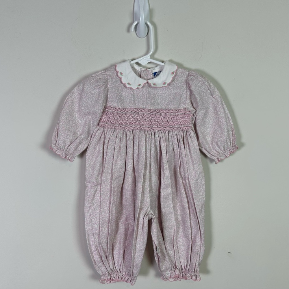 Carriage Boutiques Baby Girl Vintage Floral Smocked Jumpsuit Size 6 Months